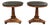 1950s Pair of Biedermeier Style Marble Top Giltwood Round Italian Tables For Sale