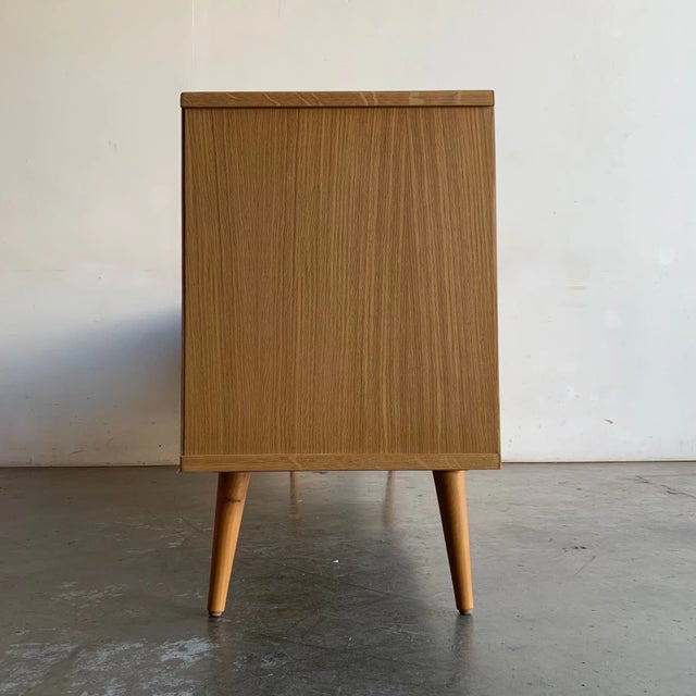 Wood White Oak and Cane Credenza Angled Legs For Sale - Image 7 of 18