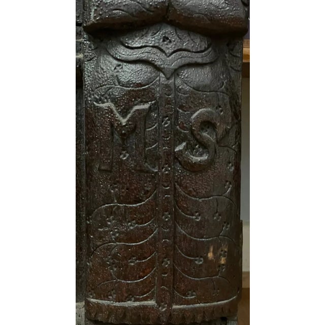 Wood 1600s Gothic Hand Carved Oak Wood Cabinet Door Architectural Element For Sale - Image 7 of 8