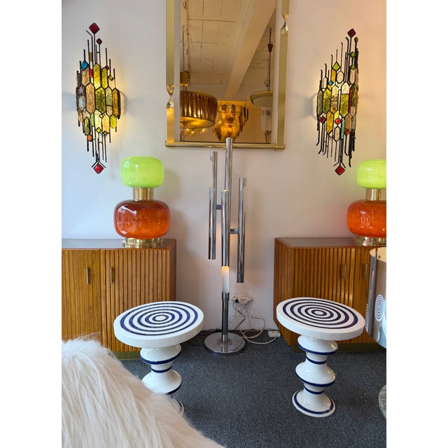 Large Pair of Hammered Glass Wrought Iron Sconces by Longobard, Italy. 1970s For Sale - Image 14 of 15
