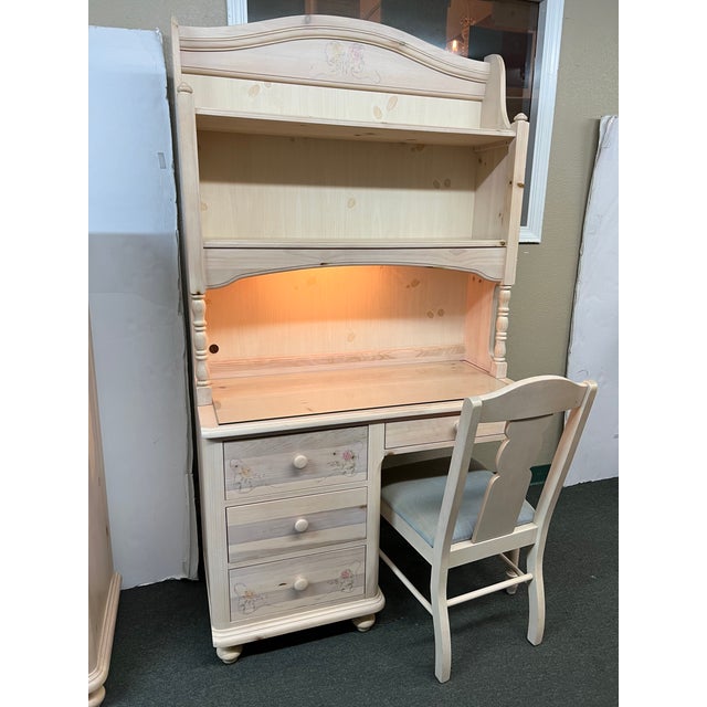 Thomasville First Impressions Ribbons & Bows Three Piece Desk + Hutch