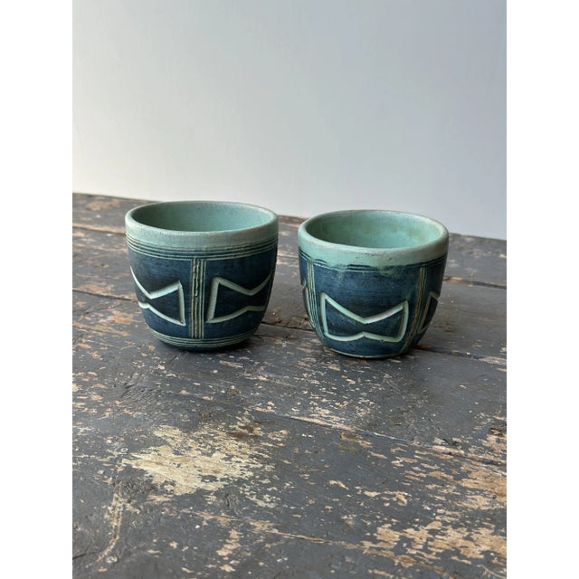 Vintage Puerto Rican Pottery Incised Glazed Vessels by Hal Lasky, a Pair, Circa 1963 For Sale In New York - Image 6 of 17