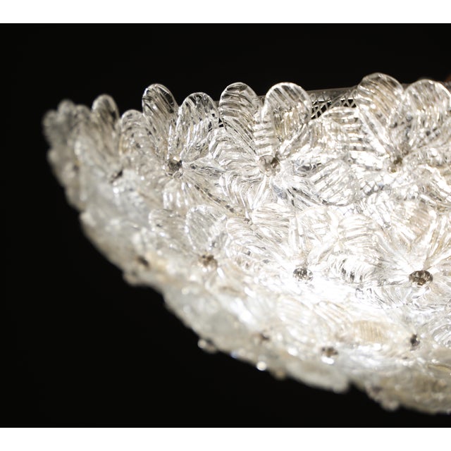 1970s Wonderful Large Gold and Transparent Murano Glass Ceiling Light Flower by Seguso For Sale - Image 10 of 14