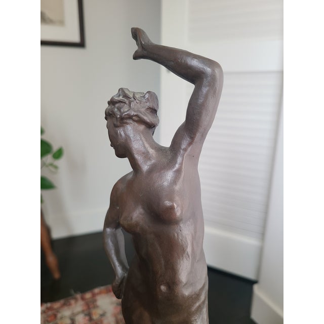 Art Deco 1920s Guss H. Noack Antique Art Deco Bronze Sculpture Dancing Nude Woman Figurine For Sale - Image 3 of 18