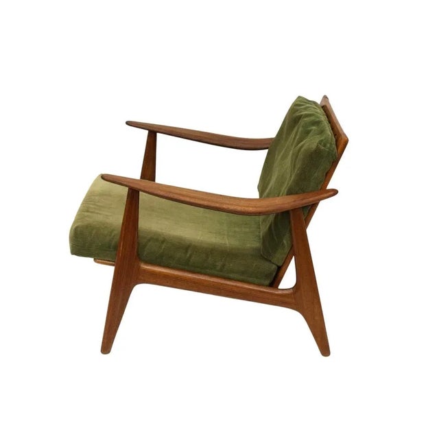 Mid-Century Modern Vintage Scandinavian Armchair with Green Corduroy Upholstery, 1970s For Sale - Image 3 of 7