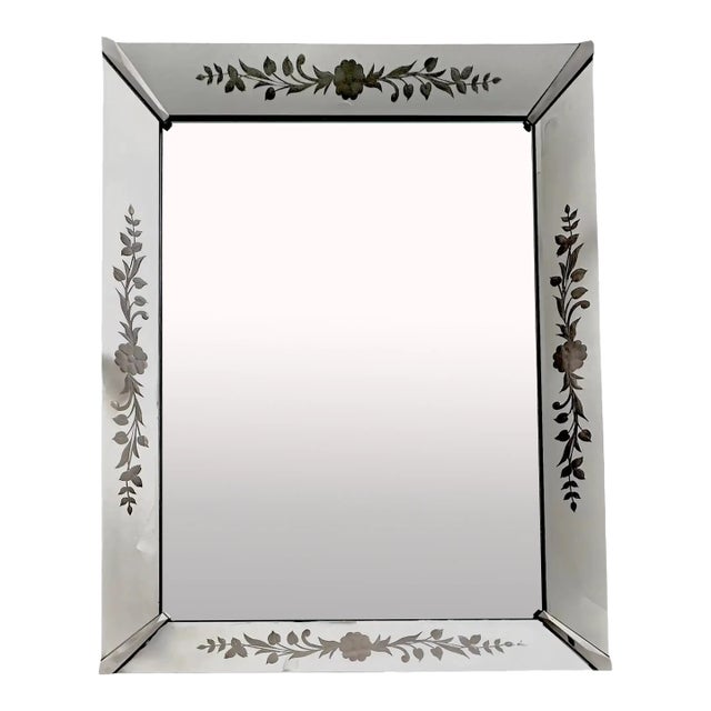 Art Deco Etched Shadow Box Wall Mirror For Sale