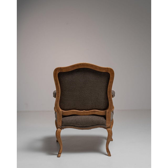 19th Century 19th Century France Louis XV Taupe Wood Armchair For Sale - Image 5 of 10