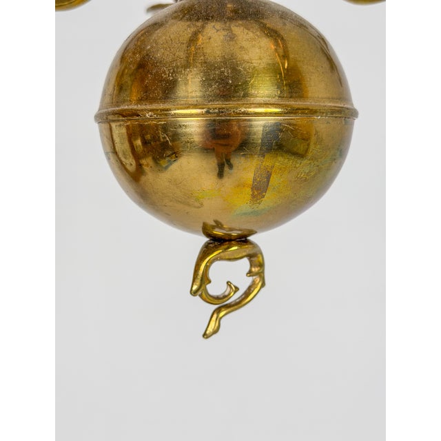 20th Century Swedish Brass Chandelier with Floral Motifs, 1920 For Sale - Image 6 of 10