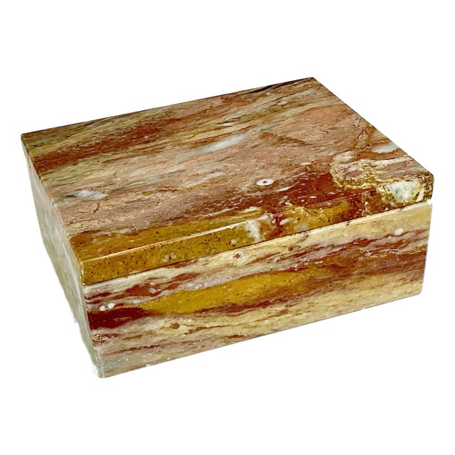 Vintage Mediterranean Italian Hollywood Regency Marble Box, Lidded. For Sale