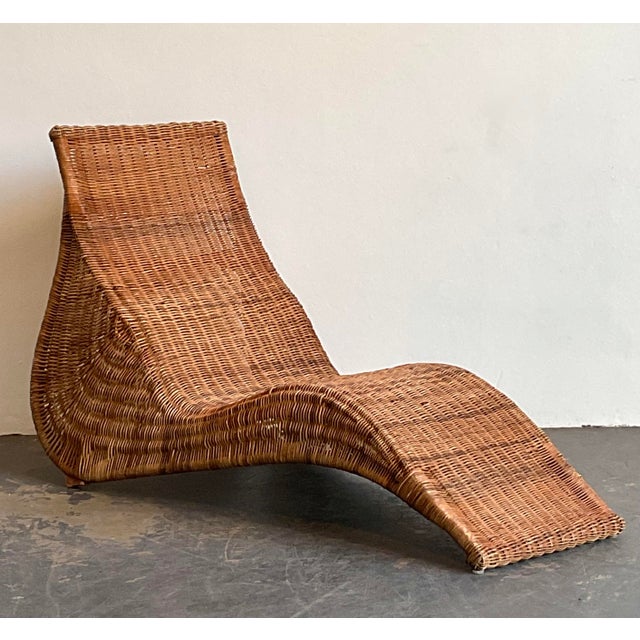 Brown Vintage Woven Rattan Ikea Chaise Lounge For Sale - Image 8 of 12