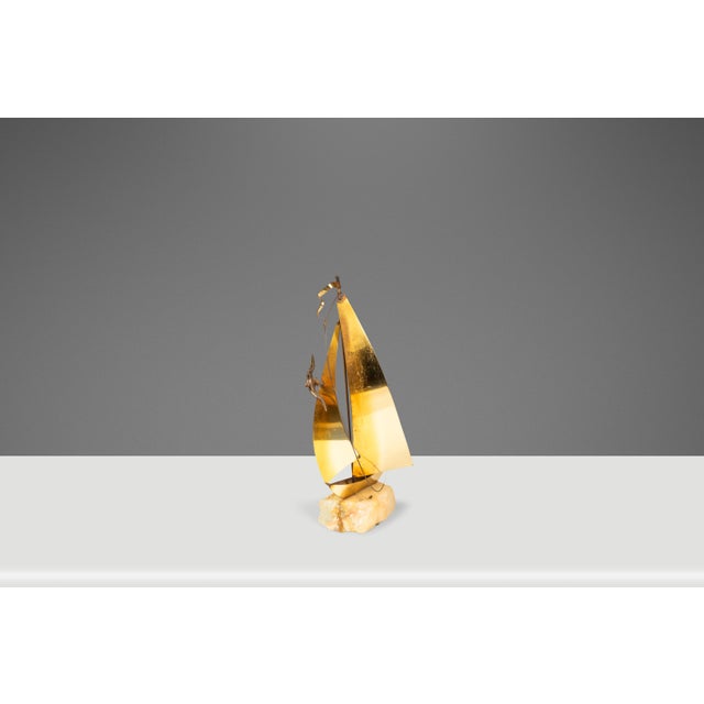 Mid-Century Modern Brass & Quartz Sailboat Sculpture by Jere DeMott, Usa, C. 1960's For Sale - Image 14 of 16