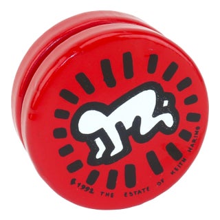 Keith Haring Pop Art Painted Wood 'Radiant Baby' YoYo, 1992 For Sale
