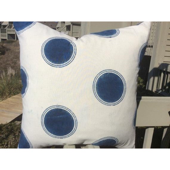 Les Indiennes Dot Deco Pillows In Indigo Blue Dots A Pair