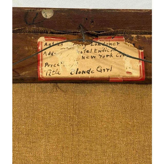 Textile C. 1930 Amy Londoner "Blonde Girl" Oil Painting — Stellar New York City Provenance For Sale - Image 7 of 8