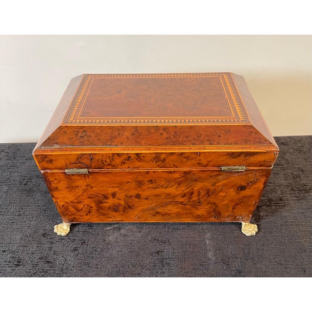 Brass English Birdseye Maple Sewing Box For Sale - Image 8 of 10
