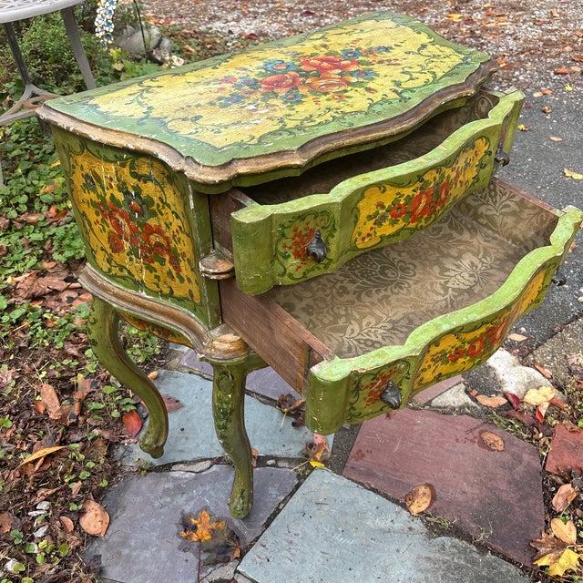 Late 19th Century Venetian Floral Paint Decorated Two Drawer Commode For Sale - Image 10 of 11