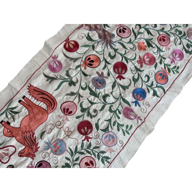 Horse and Donkey Suzani Wall Hanging For Sale In New York - Image 6 of 7