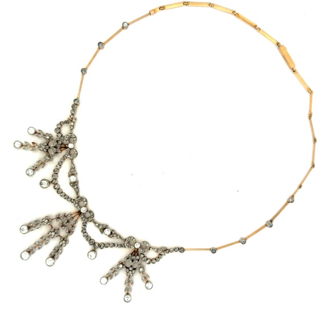 Traditional 1900-1909 Filippo Chiappe Belle Époque 18k Gold, Platinum & Diamond Necklace For Sale - Image 3 of 12