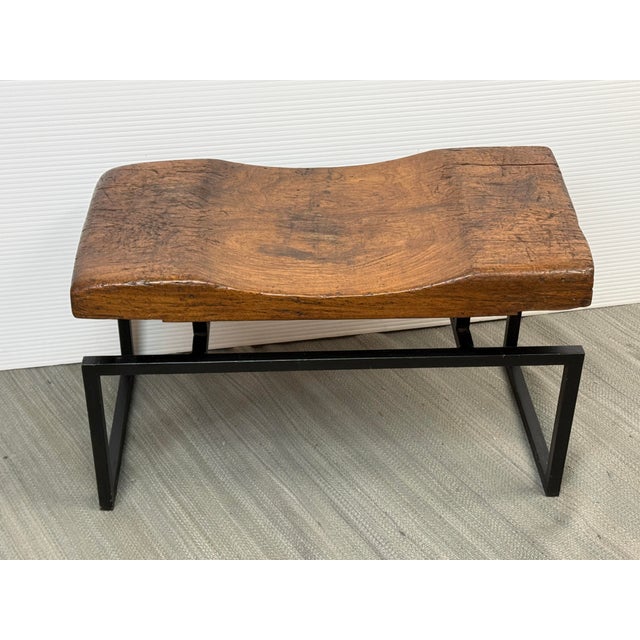 Contemporary Rustic Live Edge + Contoured Bench Seat For Sale - Image 3 of 12