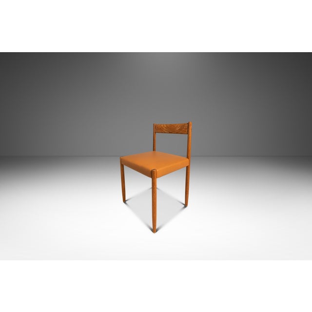 Mid-Century Modern Set of Four (4) Restored Mid-Century Danish Modern Dining Chairs in Teak & Leather Attributed to Poul M. Volther for Frem Røjle, Demark, C. 1960's For Sale - Image 3 of 18