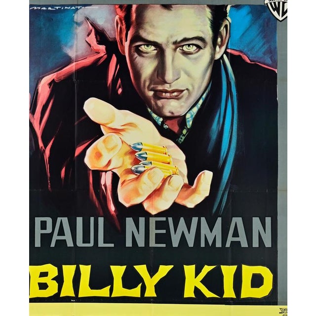 Vintage Poster Italian 4-Foglio (55 × 78 in.), Warner Bros. Directed by Arthur Penn, starring Paul Newman as Billy the...
