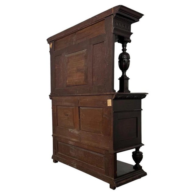 Gold Antique Victorian English Carved Oak Mirror-Back Sideboard For Sale - Image 8 of 13