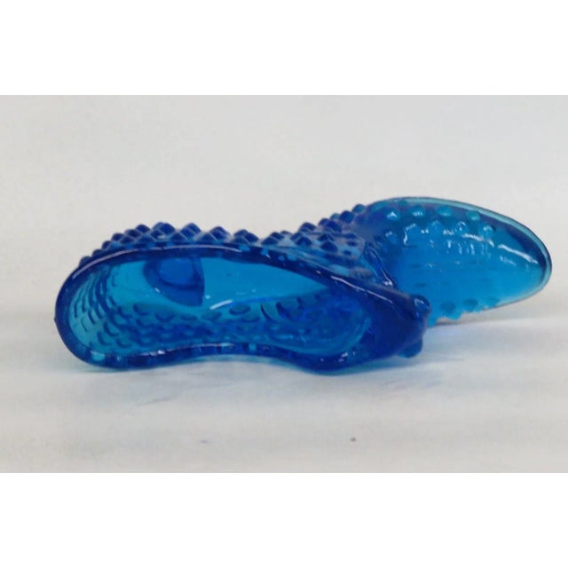 Blue Fenton Blue Hobnail Cat Head Victorian Glass Slipper Shoe Figurine For Sale - Image 8 of 12