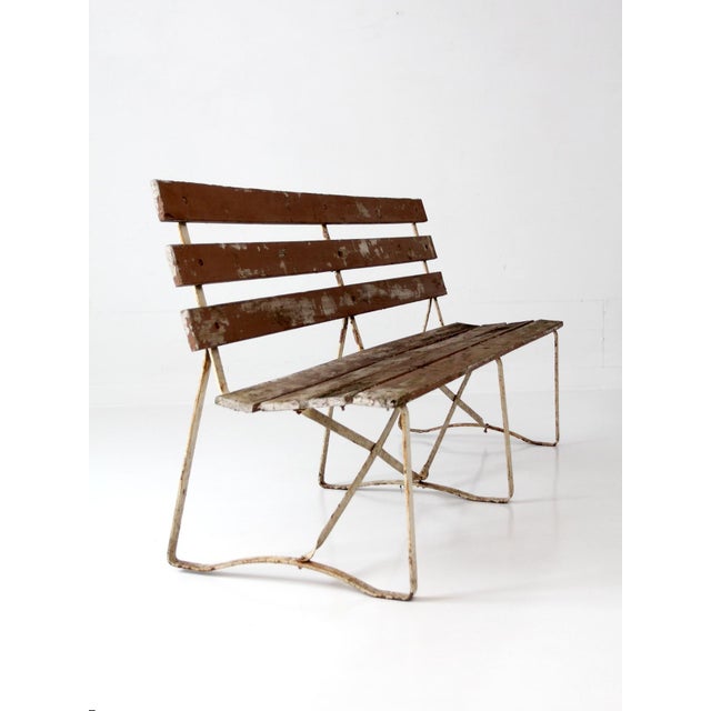 Vintage Wood and Metal Garden Bench For Sale - Image 13 of 13