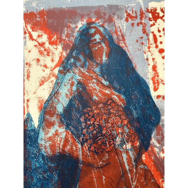 Vintage Modernist Figurative Serigraph Woman and Butterfly 1967 For Sale In New York - Image 6 of 7