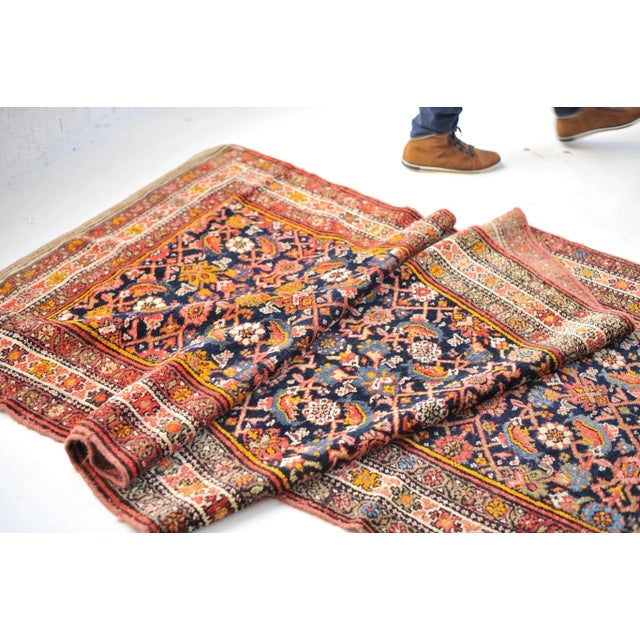 Boho Chic 1940s Water Garden Runner Rug , 4 x 15.5 For Sale - Image 3 of 11