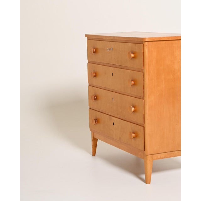 Brown Vintage Scandinavian Birch Chest of Drawers, 1950s For Sale - Image 8 of 10