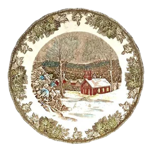Vintage Snowy Village Collectible Plate