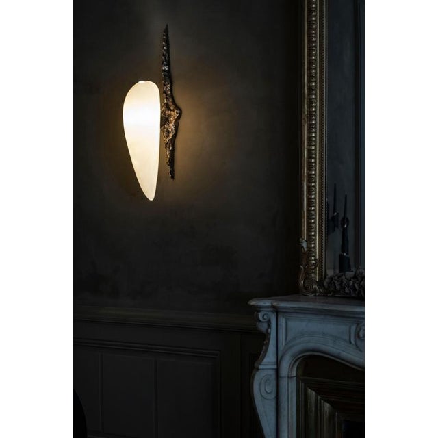 Metal LV-426 Sconce in Patinated Cast Bronze by William Guillon For Sale - Image 7 of 11