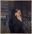 In "Business District, 2025," a figure stands in a bustling urban environment, illuminated by the glow of city lights and...