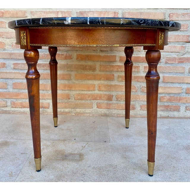 French Bronze Mounted Center, End or Sofa Table with Black Marble Top, 1940s For Sale - Image 16 of 18