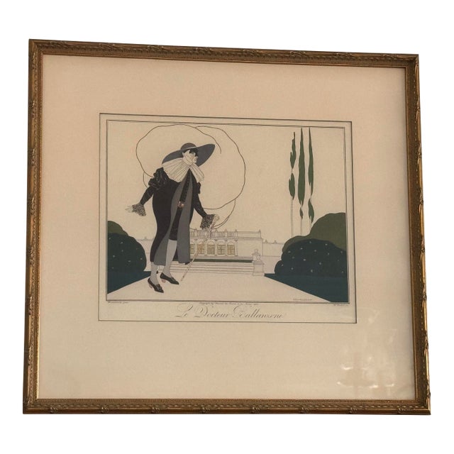 1910s Umberto Brunelleschi "Le Docteur Ballanzone" 1914 Original Pochoir-Colored Engraving, Framed For Sale