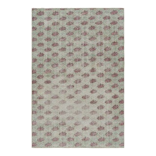 Vintage Zeki Müren Rug in Turquoise With Geometric Patterns, From Rug & Kilim For Sale