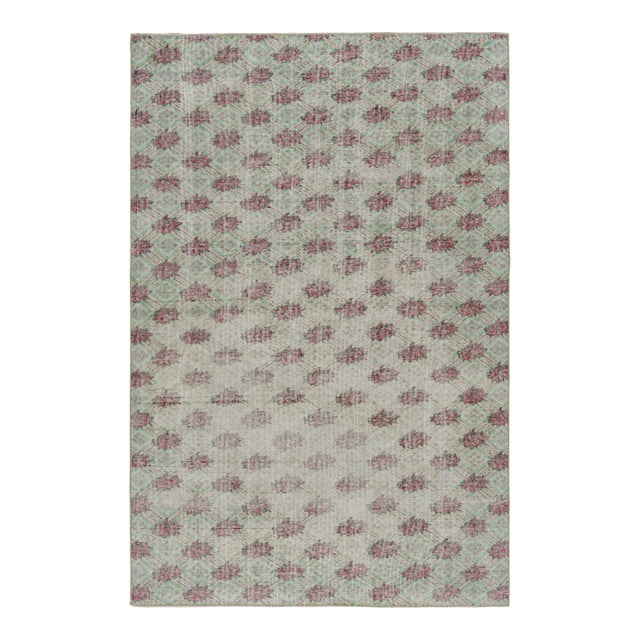 Vintage Zeki Müren Rug in Turquoise With Geometric Patterns, From Rug & Kilim For Sale