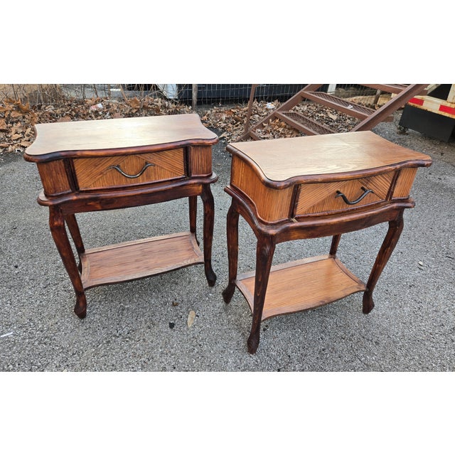 1980s Vintage Pair of Rustic Palecek Style Rattan End Tables For Sale - Image 10 of 13