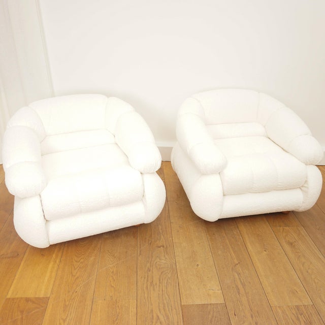 Set of Space Age Bouclè Armchairs by Adriano Piazzesi, 1970 For Sale - Image 3 of 14