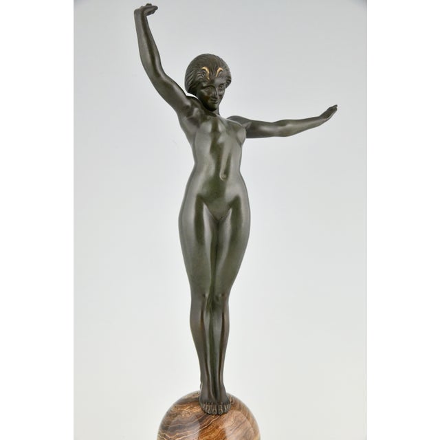 Maurice Guiraud Rivière, Nude, Ball Dancer Balance, 1925, Bronze on Marble Base For Sale - Image 10 of 13