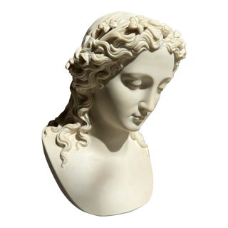 C 1880 Antique Sculpted White Porcelain Bisque Bust of Aphrodite Neoclassical Sculpture For Sale