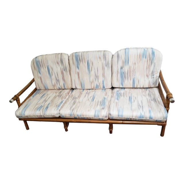 1950s Vintage John Wisner Ficks Reed Co. Far Horizon Rattan Sofa For Sale