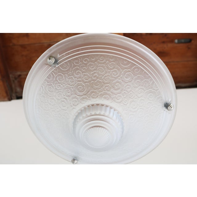 Silver French Art Deco Pendant Light from Muller Freres Luneville, 1930s For Sale - Image 8 of 15