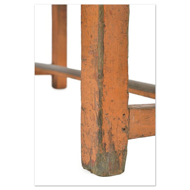 Orange Patinated Wooden Coffee Table For Sale - Image 5 of 7