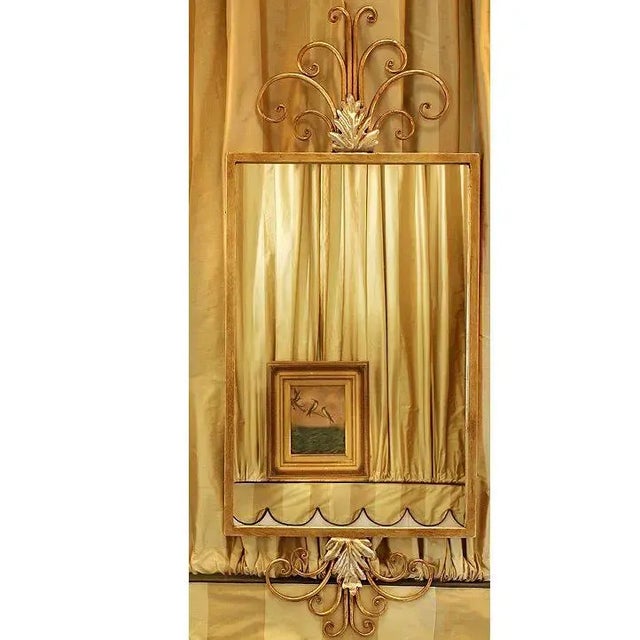 2000 - 2009 Traditional Hand Wrought Iron Mirror With Gold Leaf Frame For Sale - Image 5 of 6