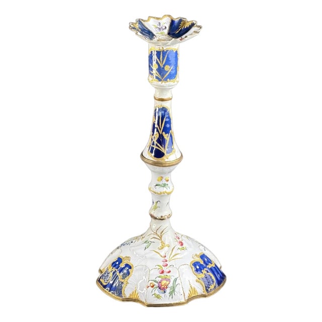 Enamel Candlestick attributed to South Staffordshire / Bilston, 1765-1775 For Sale