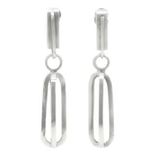 Vintage Mid-Century Modernist Paul Lobel Sterling Silver Drop / Dangle Earrings For Sale