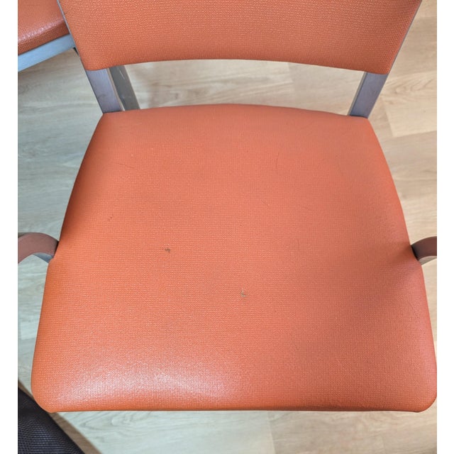 Mid-Century Goodform Aluminum & Terracotta Vinyl Arm Chairs - A Pair For Sale - Image 10 of 14