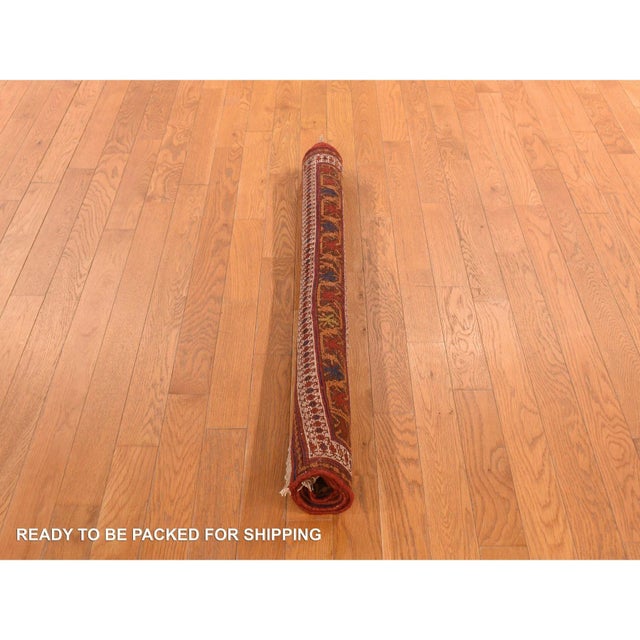 1910s 1910 4'1"x5' Blue Antique Persian Afshar Clean Wool Hand Knotted Squarish Rug For Sale - Image 5 of 7